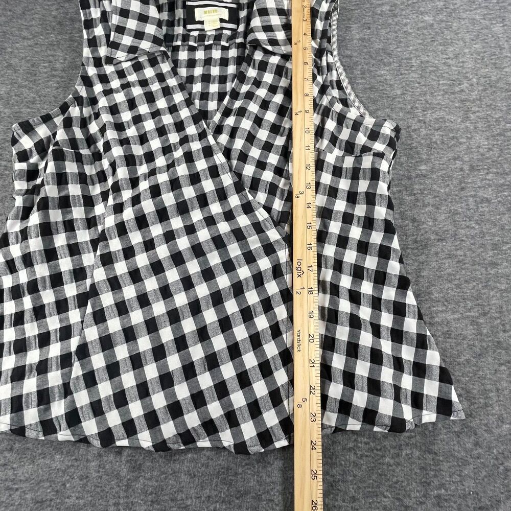 Maeve Anthropologie Gingham Wrap Sleeveless Top 16 Black White Blouse Summer - Picture 7 of 13